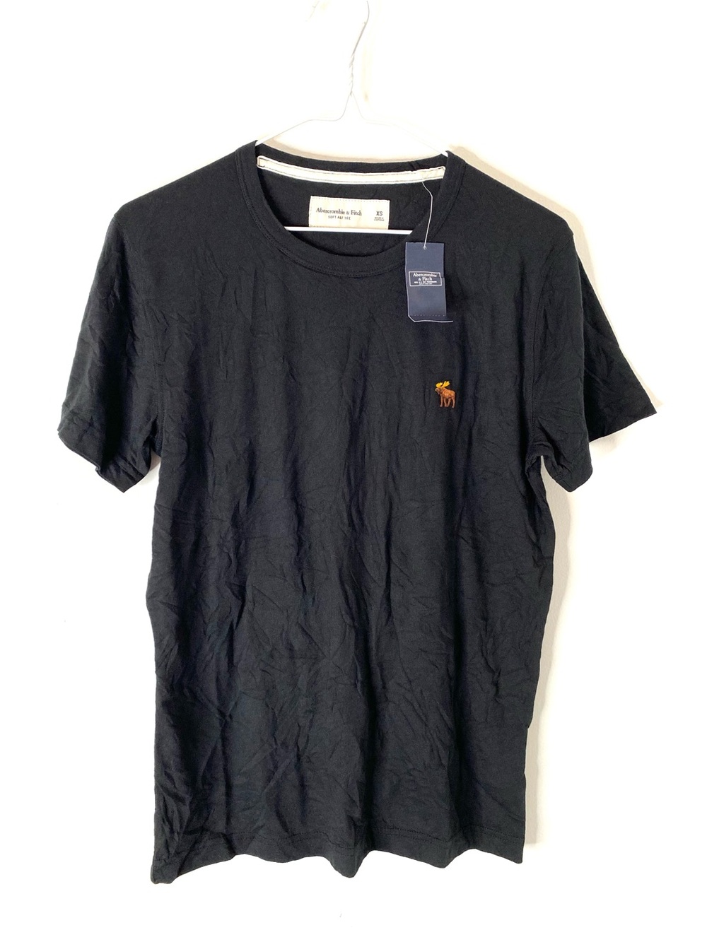 Abercrombie & Fitch Black Soft A&F Tee Embroidered Moose Logo NWT
